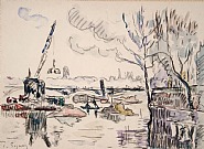 Paul Signac - Paris, la Seine au Pont des Arts (Works on Paper (Drawings, Watercolors etc.)) h: 21 x w: 28.6 cm / h: 8.3 x w: 11.3 in