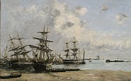 Eugène Boudin - Le Port de Portrieux (Paintings) h: 36 x w: 58.3 cm / h: 14.2 x w: 23 in
