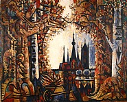 Marcel Gromaire - La forêt et les tours (Paintings) h: 81 x w: 100 cm / h: 31.9 x w: 39.4 in