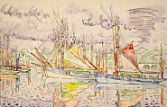Paul Signac - Concarneau, les thoniers (Works on Paper (Drawings, Watercolors etc.)) h: 26.8 x w: 41.5 cm / h: 10.6 x w: 16.3 in