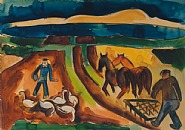 Karl Schmidt-Rottluff - Herbst am Vietzker See (Works on Paper (Drawings, Watercolors etc.)) h: 51 x w: 72.4 cm / h: 20.1 x w: 28.5 in