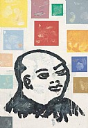 Donald Baechler - Abstract Painting with head # 3 (Paintings) h: 147 x w: 101 cm / h: 57.9 x w: 39.8 in