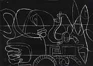 Figure d'homme, nature morte, poissons et cordage