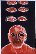 Francesco Clemente - Self-Portrait in White, Red and Black VI (Works on Paper (Drawings, Watercolors etc.)) h: 102 x w: 66.5 cm / h: 40.2 x w: 26.2 in