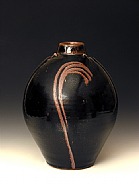 Jar, tenmoku glaze with finger wiped decoration