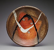 Large Platter with Rope Inlay, natural ash glaze with trailing decoration