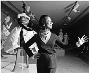 Diana Vreeland and mannequin in Balenciaga at the Costume Institute at the Metropolitan Museum of Art, New York