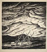 Rockwell Kent - Ship in the Typhoon (Works on Paper (Drawings, Watercolors etc.)) h: 8.2 x w: 7.2 in / h: 20.8 x w: 18.3 cm