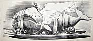 Rockwell Kent - “What further depreciates the whale as a civilized dish…” (Works on Paper (Drawings, Watercolors etc.)) h: 3.2 x w: 7.9 in / h: 8.1 x w: 20.1 cm