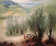 Reuven Rubin - The Road to Zafed (Paintings) h: 38 x w: 46 cm / h: 15 x w: 18.1 in