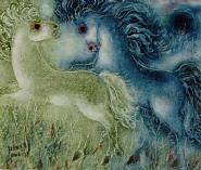 Reuven Rubin - Horses (Paintings) h: 38 x w: 46 cm / h: 15 x w: 18.1 in