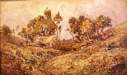 Théodore Rousseau - Cottage in a valley (Paintings) h: 27 x w: 39.5 cm / h: 10.6 x w: 15.6 in