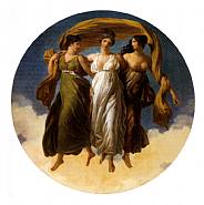 Alexandre-Évariste Fragonard - The Three Graces (Paintings) h: 38.6 x w: 38.4 cm / h: 15.2 x w: 15.1 in