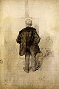 Giovanni Boldini - A Standing Man, Seen from Behind, Looking at a Painting on an Easel (Works on Paper (Drawings, Watercolors etc.)) h: 47.3 x w: 31 cm / h: 18.6 x w: 12.2 in