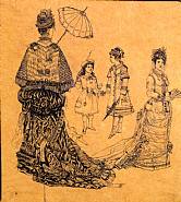 Rodolphe Bresdin - Four Studies of Elegantly Dressed Women and Girls (Works on Paper (Drawings, Watercolors etc.)) h: 23.7 x w: 20.8 cm / h: 9.3 x w: 8.2 in