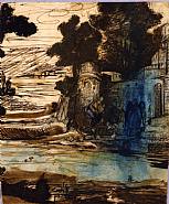 Rodolphe Bresdin - The Flight into Egypt (Works on Paper (Drawings, Watercolors etc.)) h: 15 x w: 12.2 cm / h: 5.9 x w: 4.8 in