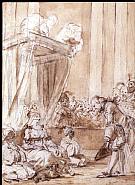 Jean Honoré Fragonard - St. Phar at the Court of Queen Aline of Golconde (Works on Paper (Drawings, Watercolors etc.)) h: 22.5 x w: 16.8 cm / h: 8.9 x w: 6.6 in