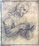 Taddeo Zuccaro - A Man Sharpening a Quill (Works on Paper (Drawings, Watercolors etc.)) h: 19.1 x w: 16.2 cm / h: 7.5 x w: 6.4 in