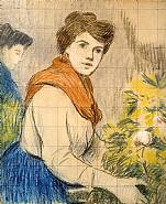 Federico Zandomeneghi - The Flower Seller (Works on Paper (Drawings, Watercolors etc.)) h: 66.4 x w: 54.7 cm / h: 26.1 x w: 21.5 in