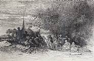 Rodolphe Bresdin - An Oriental Encampment ( La Halte du Cheikh) (Works on Paper (Drawings, Watercolors etc.)) h: 156 x w: 240 cm / h: 61.4 x w: 94.5 in