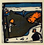 Wassily Kandinsky - Landschaft mit Figuren und Kruzifix (Prints and Multiples) h: 3.8 x w: 3.8 in / h: 9.7 x w: 9.7 cm