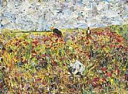 Vik Muniz - Picking Flowers in a Field, after Mary Cassatt (Mixed Media) h: 43.2 x w: 57.5 in / h: 109.7 x w: 146 cm