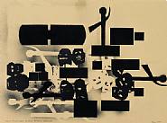 Barry Le Va - Munich-Africa-Masks.Burials.Bunkers (#1) (Mixed Media) h: 29.8 x w: 37.5 in / h: 75.7 x w: 95.2 cm