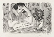 Henri Matisse - LISEUSE AU BOUQUET DE ROSES (Reader with Bouquet of Roses) (Prints and Multiples) h: 6.3 x w: 9.6 in / h: 16 x w: 24.4 cm