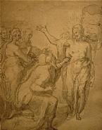 Taddeo Zuccaro - The Incredulity of Saint Thomas (Works on Paper (Drawings, Watercolors etc.)) h: 28 x w: 22 cm / h: 11 x w: 8.7 in