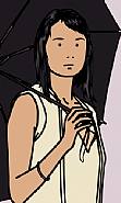 Julian Opie - Hijiri with umbrella (Video/Film) h: 97 x w: 61 x d: 13 cm / h: 38.2 x w: 24 x d: 5.1 in