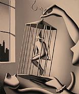 Mark Kostabi - A Great Catch (Paintings) h: 11.8 x w: 9.8 in / h: 30 x w: 24.9 cm