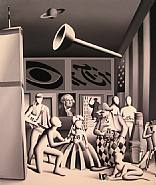 Mark Kostabi - The Father of Our Country Brings Ketchup to the Prado (Paintings) h: 51.2 x w: 43.2 in / h: 130 x w: 109.7 cm