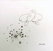 Saul Steinberg - Exploding Flower Pot (Works on Paper (Drawings, Watercolors etc.)) h: 10.5 x w: 10.5 in / h: 26.7 x w: 26.7 cm