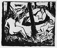 Erich Heckel - Szene im Wald - Akte im Wald (Scene in the Woods - Nudes in the Woods) (Prints and Multiples) h: 10.8 x w: 15 in / h: 27.4 x w: 38.1 cm