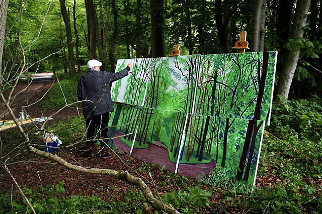 David Hockney, David Hockney Painting, May 17th 2006, Woldgate Wood, East Yorkshire