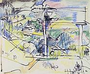 Hans Hofmann - Untitled (Provincetown) (Works on Paper (Drawings, Watercolors etc.)) h: 14 x w: 17 in / h: 35.6 x w: 43.2 cm