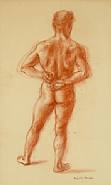 Reginald Marsh - Nude Male (Works on Paper (Drawings, Watercolors etc.)) h: 14.5 x w: 9 in / h: 36.8 x w: 22.9 cm