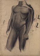 John Steuart Curry - Male Nude (Works on Paper (Drawings, Watercolors etc.)) h: 41.2 x w: 29.2 in / h: 104.6 x w: 74.2 cm