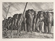 John Steuart Curry - Elephants (Prints and Multiples) h: 9 x w: 12.8 in / h: 22.9 x w: 32.5 cm
