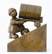Tom Otterness - Woman with Oil Barrel (Sculptures) h: 13 x w: 6 x d: 9 in / h: 33 x w: 15.2 x d: 22.9 cm
