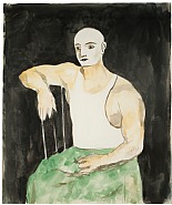 Seated Acrobat Wearing White Athletic Shirt