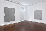 Installation View:<i> Frank Stella: Black, Aluminum, and Copper Paintings</i>