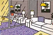 Roy Lichtenstein - Wallpaper with Blue Floor Interior (Prints and Multiples)
