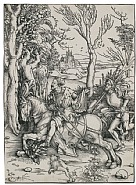 Albrecht Dürer - Knight on Horseback and the Lansquenet (Prints and Multiples) h: 15.1 x w: 11.1 in / h: 38.4 x w: 28.2 cm
