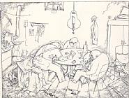 George Grosz - Apaches (When it was all over, they played cards) / Apachen (Als alles vorbei war, spielten sie Karten) (Works on Paper (Drawings, Watercolors etc.)) h: 25.3 x w: 33.3 cm / h: 10 x w: 13.1 in