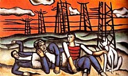 Fernand Léger - L’Equipe au Repos (Paintings) h: 33 x w: 55 cm / h: 13 x w: 21.7 in