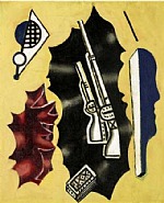 Fernand Léger - Composition aux fusils sur fond jaune (les deux fusils) (Paintings) h: 46 x w: 38 cm / h: 18.1 x w: 15 in