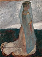 Paula Modersohn-Becker - Mädchen mit blauem Schleier (Paintings) h: 44.5 x w: 33 cm / h: 17.5 x w: 13 in