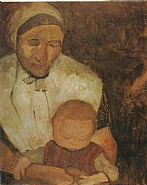 Paula Modersohn-Becker - Sitzende Bäuerin mit Kind auf dem Schoß (Paintings) h: 61 x w: 49.5 cm / h: 24 x w: 19.5 in