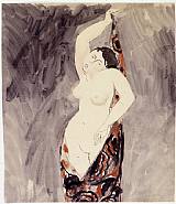 Francis Picabia - Stehender weiblicher Akt in ein Tuch gehüllt (Works on Paper (Drawings, Watercolors etc.)) h: 51 x w: 43 cm / h: 20.1 x w: 16.9 in